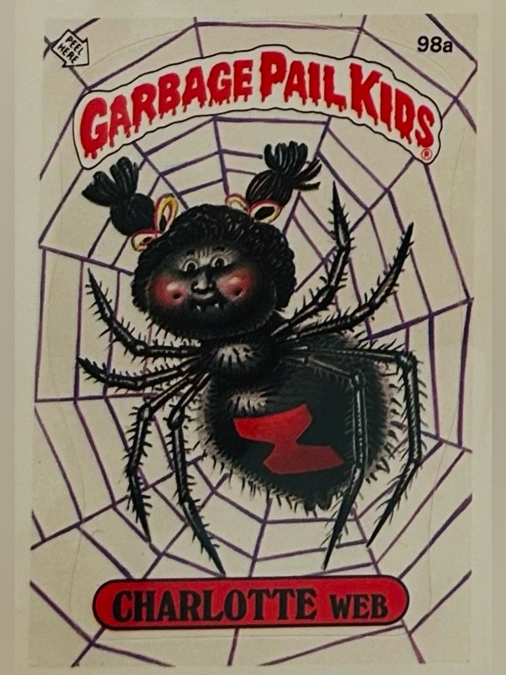 Vintage 1980’s Garbage Pail Kids CHARLOTTE WEB Collector’s Sticker Card